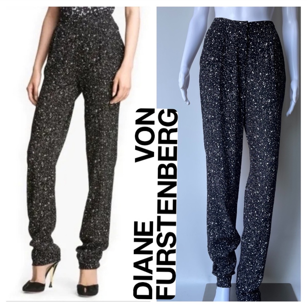 Diane Von Furstentberg Martine Galaxy Black White Stars Pants 2
